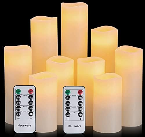 Hausware Flameless Candles Battery Operated Candles H 4" 5" 6" 7" 8" 9" Real Wax Pillar Flickerin... | Amazon (US)