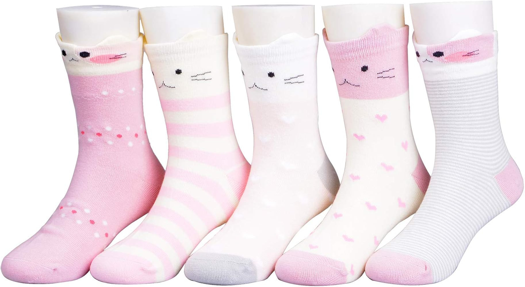 T.H.L.S Girls Socks 5 Pairs Kids Cotton Winter Thicker Animals Cat Bear Toddler Crew Socks Age 0-... | Amazon (US)