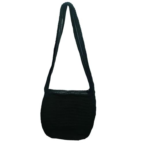 Crossbody Crochet Bag Purse, large crossbody crochet bag with metal snaps, crochet summer bag (Bl... | Amazon (US)