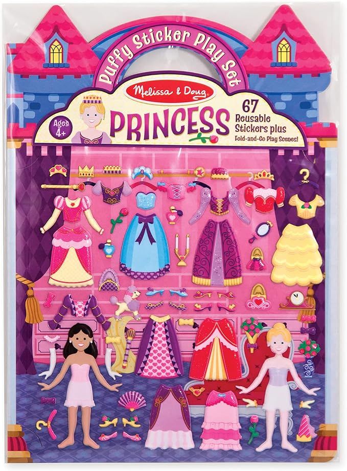 Melissa & Doug Puffy Sticker Set: Princess - 67 Reusable Stickers - Kids Fashion Activities, Rest... | Amazon (US)