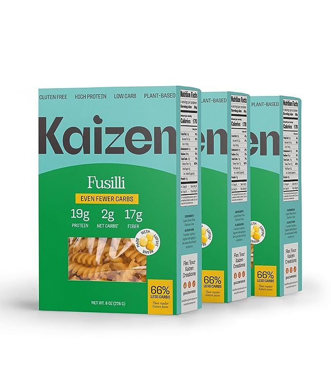 KAIZEN KETO Pasta Fusilli - 2 Net Carbs, 19g protein - Gluten-Free, Keto Pasta Made with High Fib... | Amazon (US)