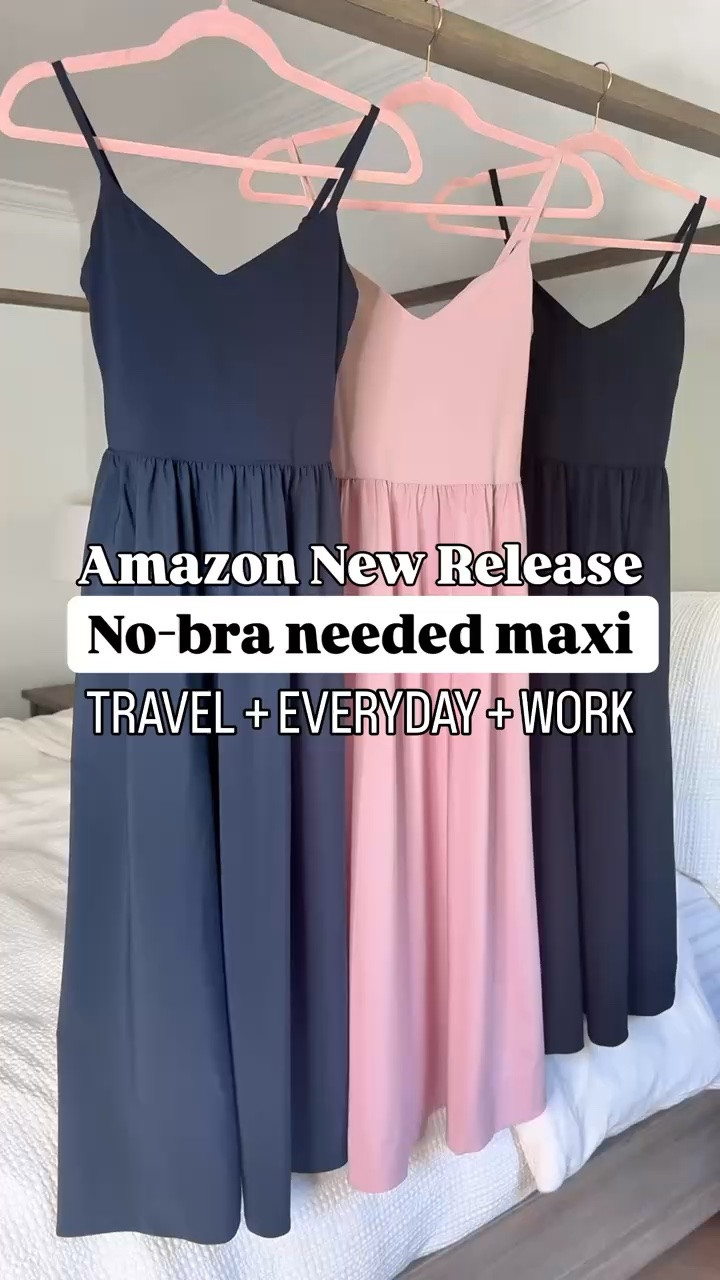 New Amazon no-bra needed maxi dress. Wearing XXS - I am 5’3, 110, 32b. Has built-in shelf bra with removable cups. Has pockets and is a quick-dry fabric on bottom half. SO comfortable. Travel outfit. Airport outfit. Business casual. Teacher outfit. Summer outfit. Vacation outfit. 4th of July outfit.

#LTKootd #LTKTravel #LTKPetite