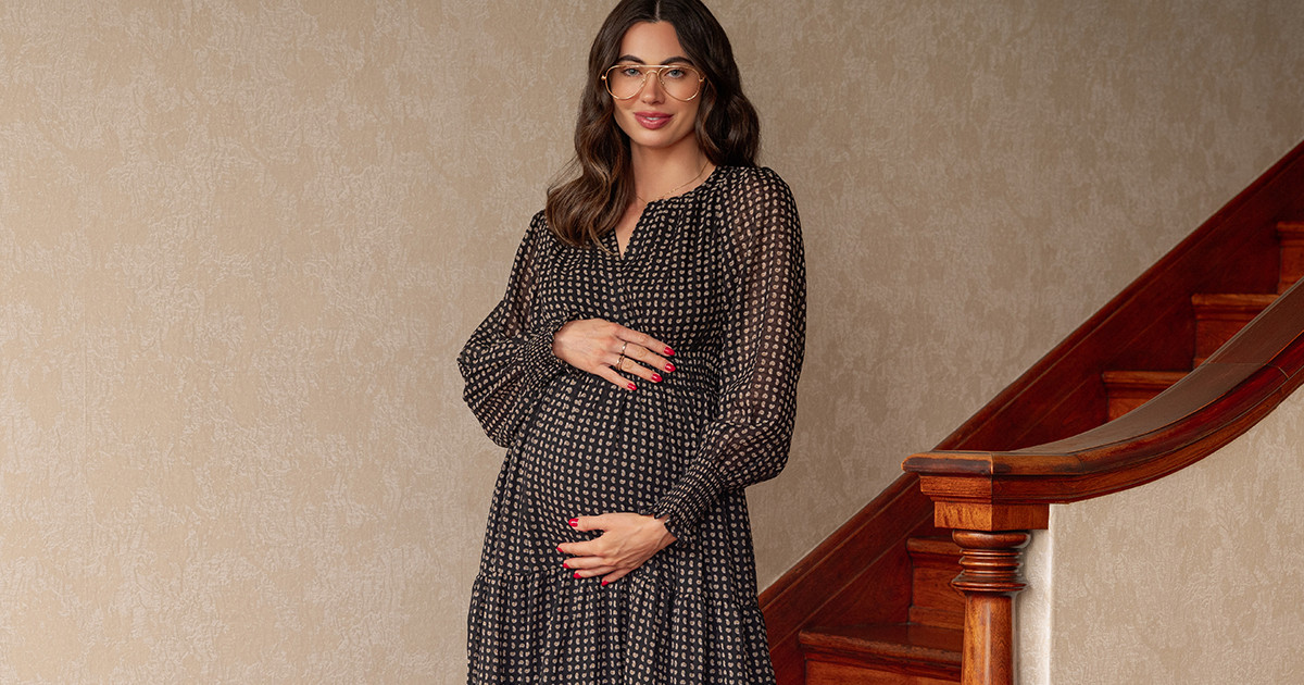 Pink Brushed Knit Wrap Fitted Maternity/Nursing Dress | PinkBlush Maternity