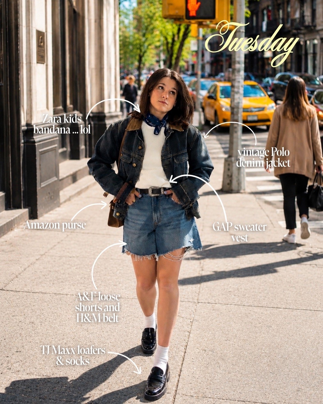 Denim jacket is vintage 
Sweater vest size S | shorts sized up one size to 27

#LTKdayinmylife #LTKmomlife #LTKootd