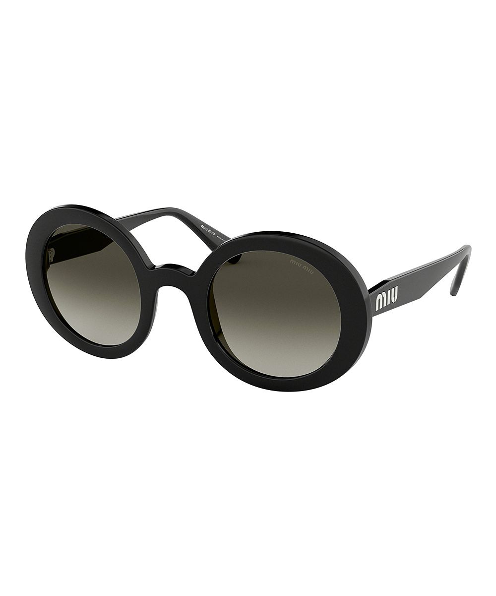 Miu Miu Women's Sunglasses BLACK - Black Round Sunglasses | Zulily