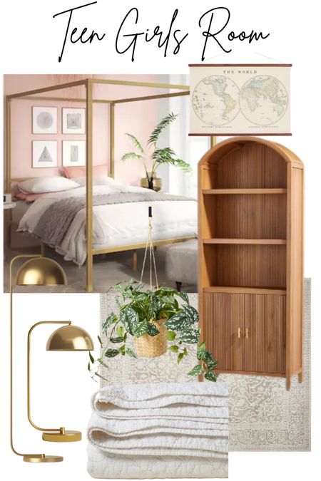 All the links from Layla’s room!  Perfect for a teen girl.  Gold canopy bed, arch cabinet, plants, gold floor lamp, gold desk lamp, and more! Target Walmart

#LTKhome #LTKkids #LTKFind