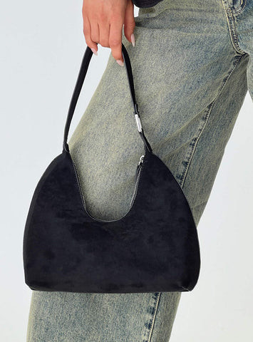 Reeves Bag Black Faux Suede | Princess Polly US