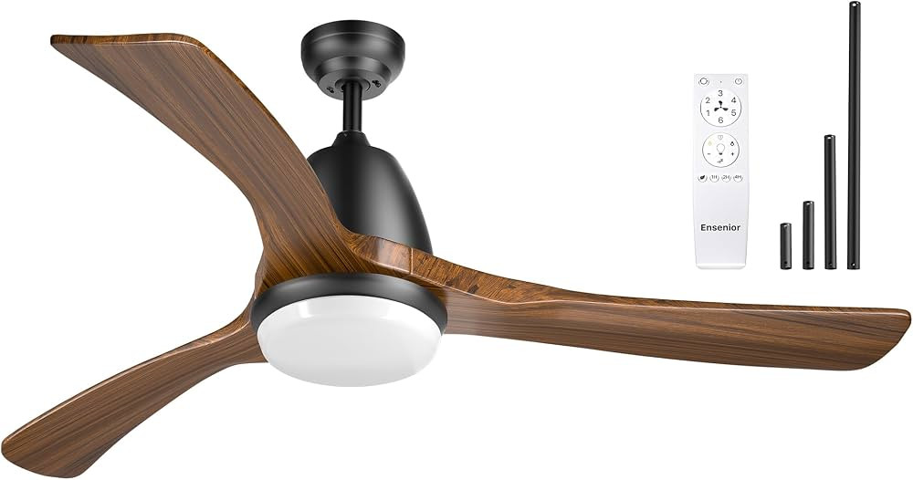 Ensenior 52’’ Wood Ceiling Fan with Light and Remote Control, Reversible and Silent DC Motor,... | Amazon (US)