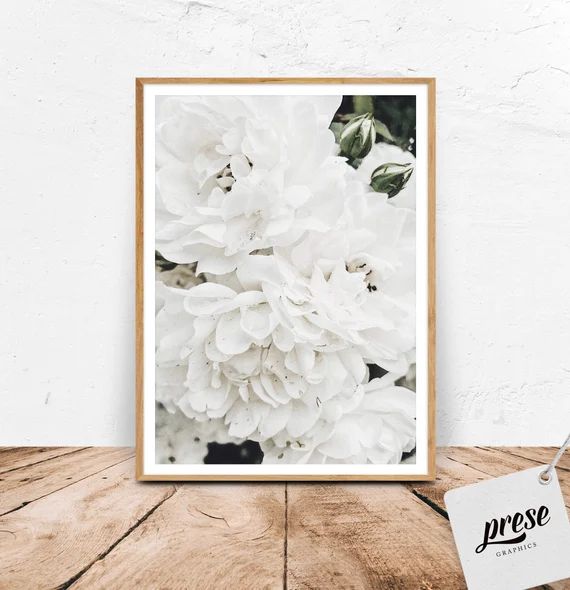 White Roses Art Print White Roses Flower Print Vintage Noisy | Etsy | Etsy (US)