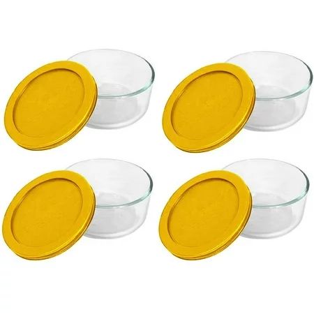 Pyrex 7200 2-Cup Glass Food Storage Bowls and 7200-PC Butter Yellow Plastic Lid Covers | Walmart (US)