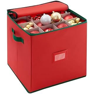 Amazon.com: ZOBER Christmas Ornament Storage Box with Dual Zipper Closure - Box Contributes Slots fo | Amazon (US)
