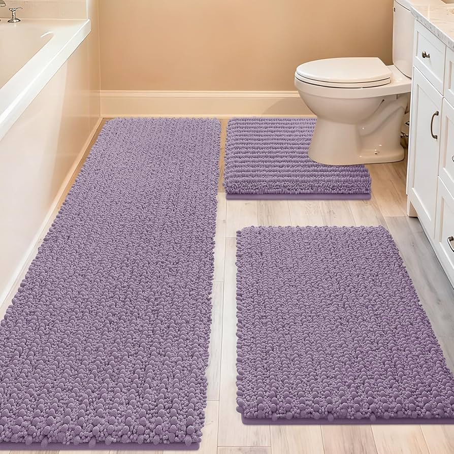 ACCUMTEK Upgrade Extra Large Lavender Bathroom Rug Set 3 Pieces Ultra Soft, Thick Absorbent Bath ... | Amazon (US)