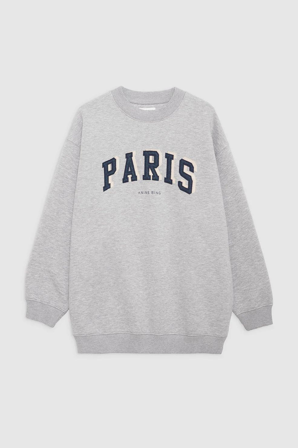 Tyler Sweatshirt Paris - Heather Grey | Anine Bing