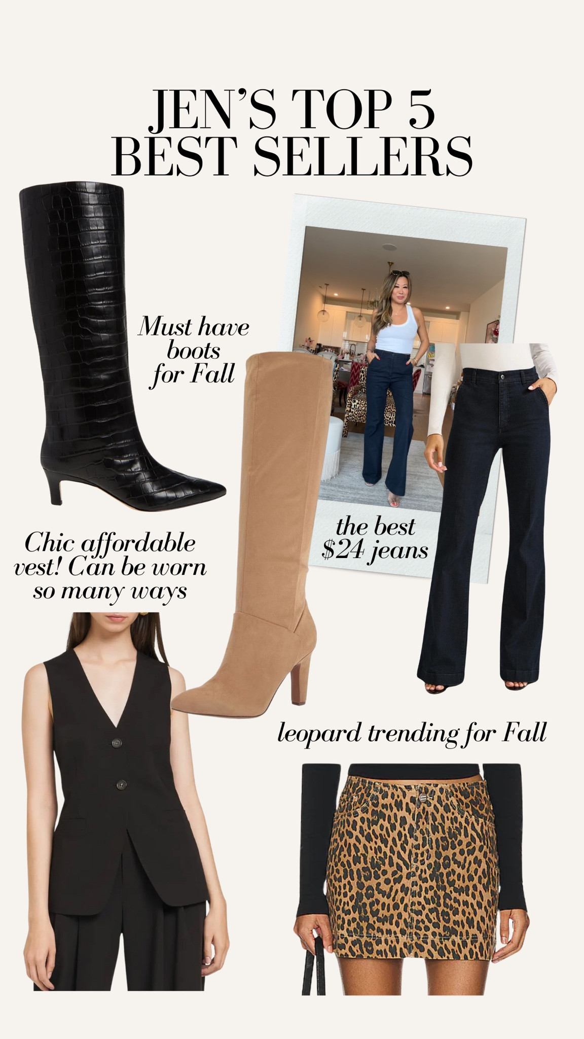 Jen’s top 5 best sellers! Fall boots, knee high boots, flare jeans only $25, black best, leopard mini skirt, fall outfit, fall style 

#LTKStyleTip #LTKFindsUnder100