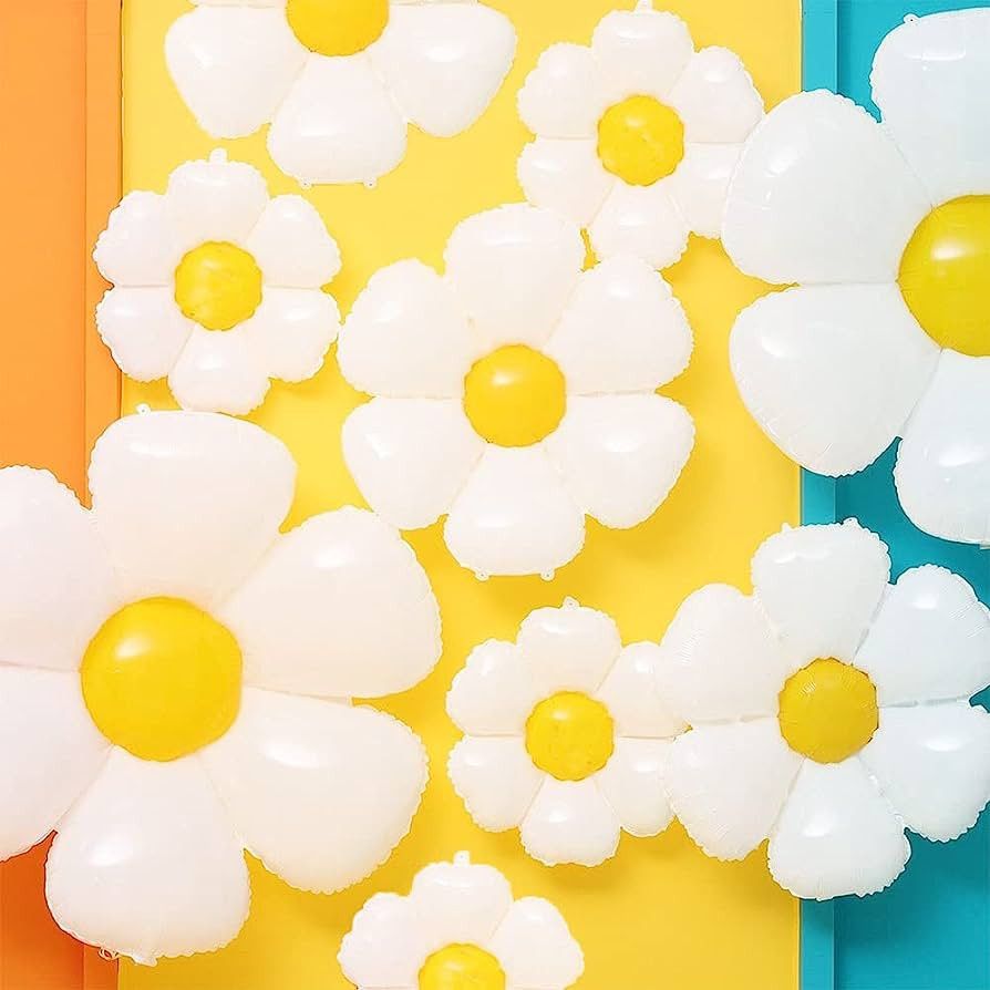 GIHOO Daisy Balloons 9 Pieces White Daisy Flower Balloons for Groovy Daisy Theme Girls Birthday P... | Amazon (US)