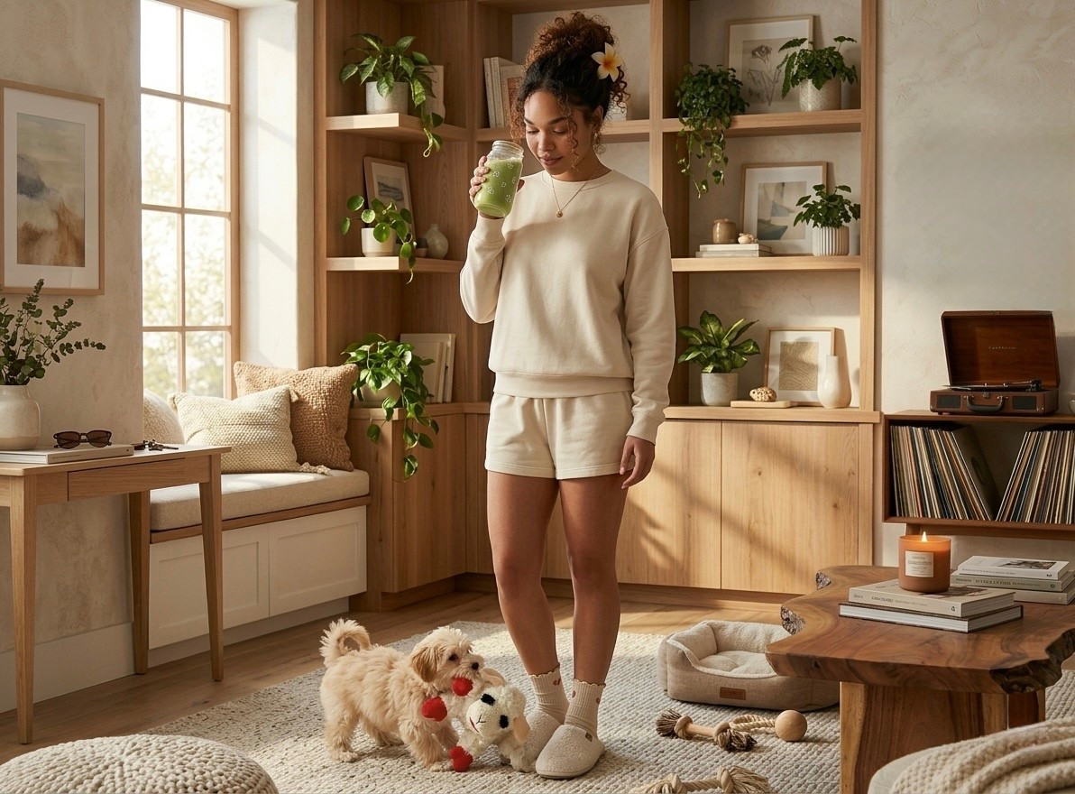 Slow morning at home before getting the day started. I threw on this cozy matching set while making a matcha and opening the windows for some fresh air. It’s one of those outfits that’s comfortable enough to lounge in but still feels cute and put together.

Wearing size small in the sweatshirt and size small in the shorts.

Linking the set here in case anyone else loves an easy cozy outfit for mornings at home.

#LTKdayinmylife #LTKmorningroutine #LTKHome