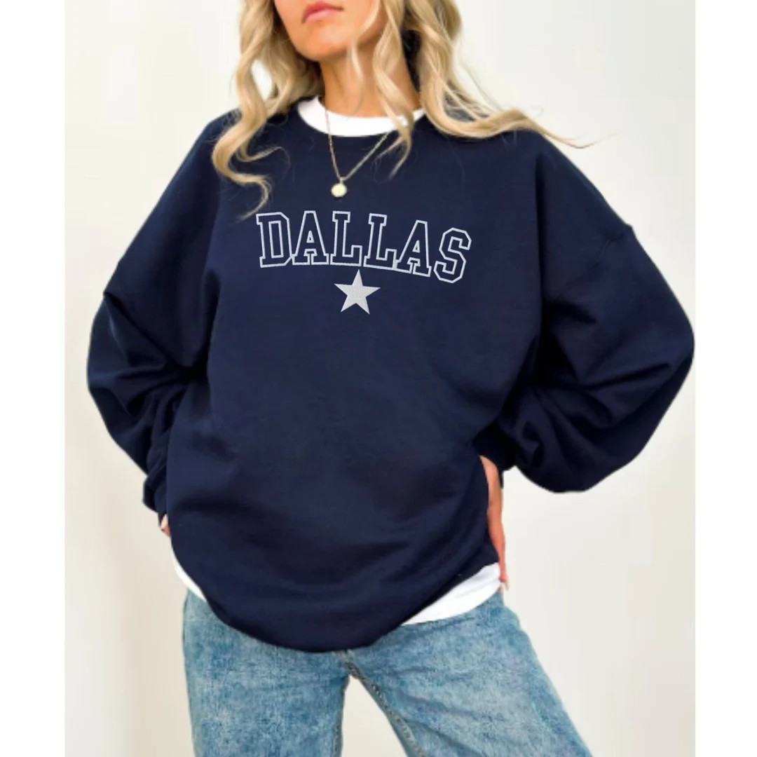 Embroidered Dallas Sweatshirt Embroidered Texas Sweatshirt - Etsy | Etsy (US)