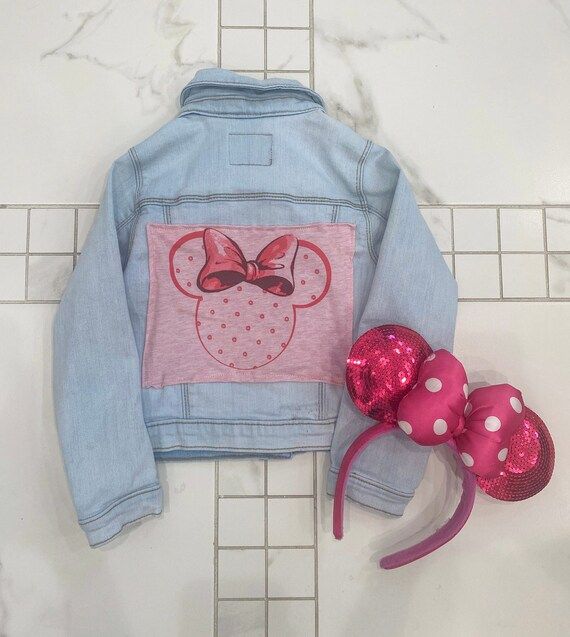 KIDS Pink Minnie Mouse Denim Jacket Disney Denim Jacket | Etsy | Etsy (US)