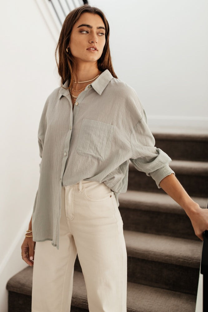 Larissa Button Down Blouse in Sage | Böhme US