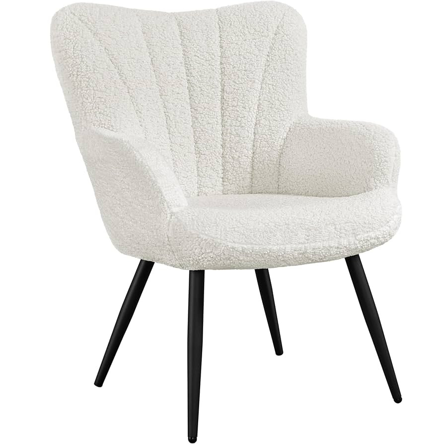 Yaheetech Boucle Accent Chair, Modern Fuzzy Sherpa Armchair, Fuzzy Sherpa Armchair, Upholstered V... | Amazon (US)