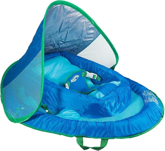 SwimWays Inflatable Infant Baby Spring Swimming Pool Float with Canopy, Blue | Amazon (US)
