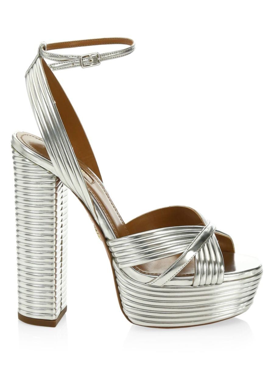 Aquazzura Sundance Metallic Platform Sandals | Saks Fifth Avenue