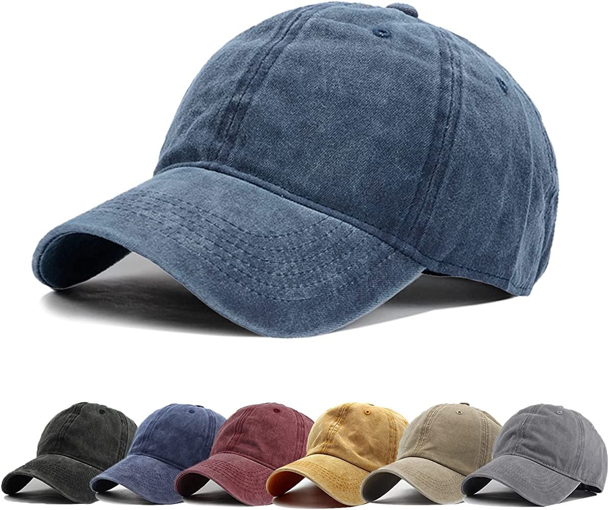 HH HOFNEN Men Women Washed Distressed Twill Cotton Baseball Cap Vintage Adjustable Dad Hat | Amazon (US)