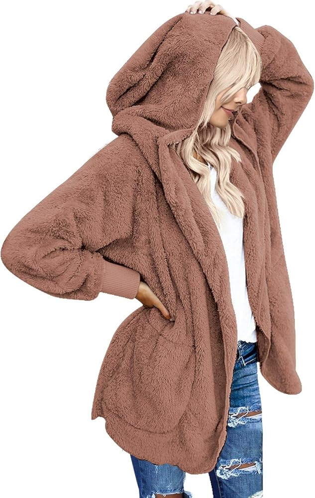 Women's Oversized Open Front Hooded Draped Pockets Cardigan Coat | Amazon (US)