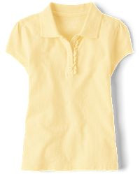 Girls Uniform Short Sleeve Ruffle Pique Polo | The Children's Place  - PALE SUN | The Children's Place