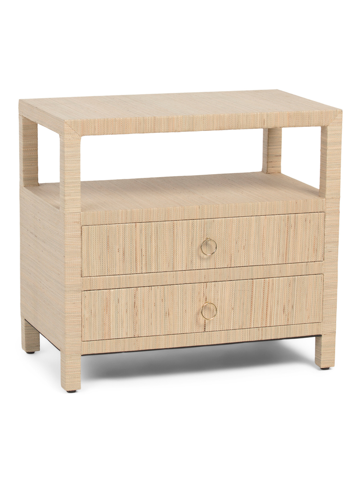 28x26 2 Drawer Woven Raffia Side Table | TJ Maxx