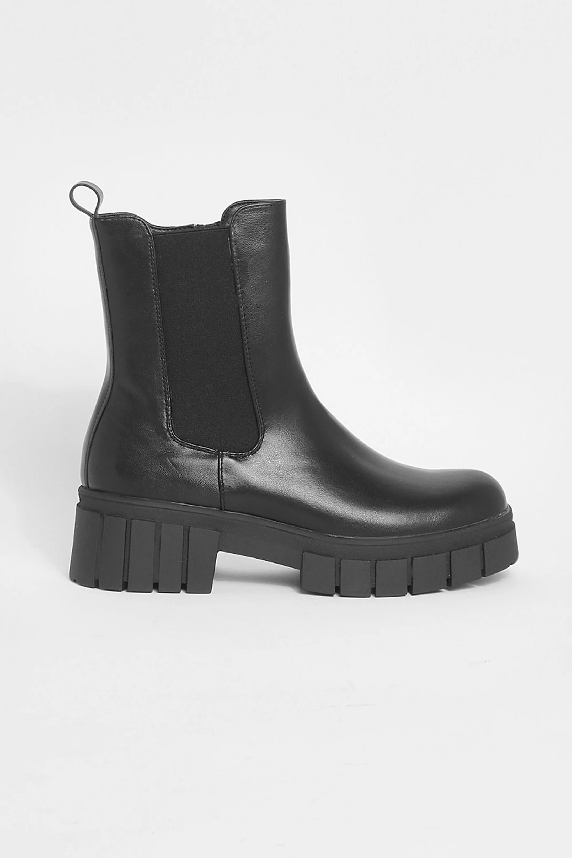 Heeled Cleated Sole Chelsea Boot | Boohoo.com (US & CA)