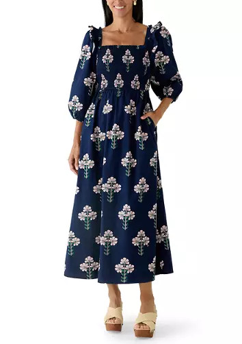 Women's 3/4 Sleeve Print Midi Dress | Belk