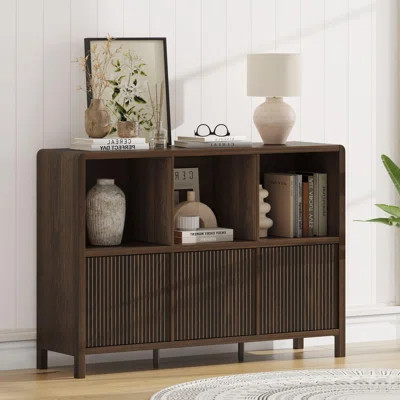 Guinna Farmhouse 6 Cube Bookshelf With 3 Doors, Wood Bookcase With Storage, Horizontal Cubby Organizer Shelf For Living Room, Office, Bedroom | Wayfair North America