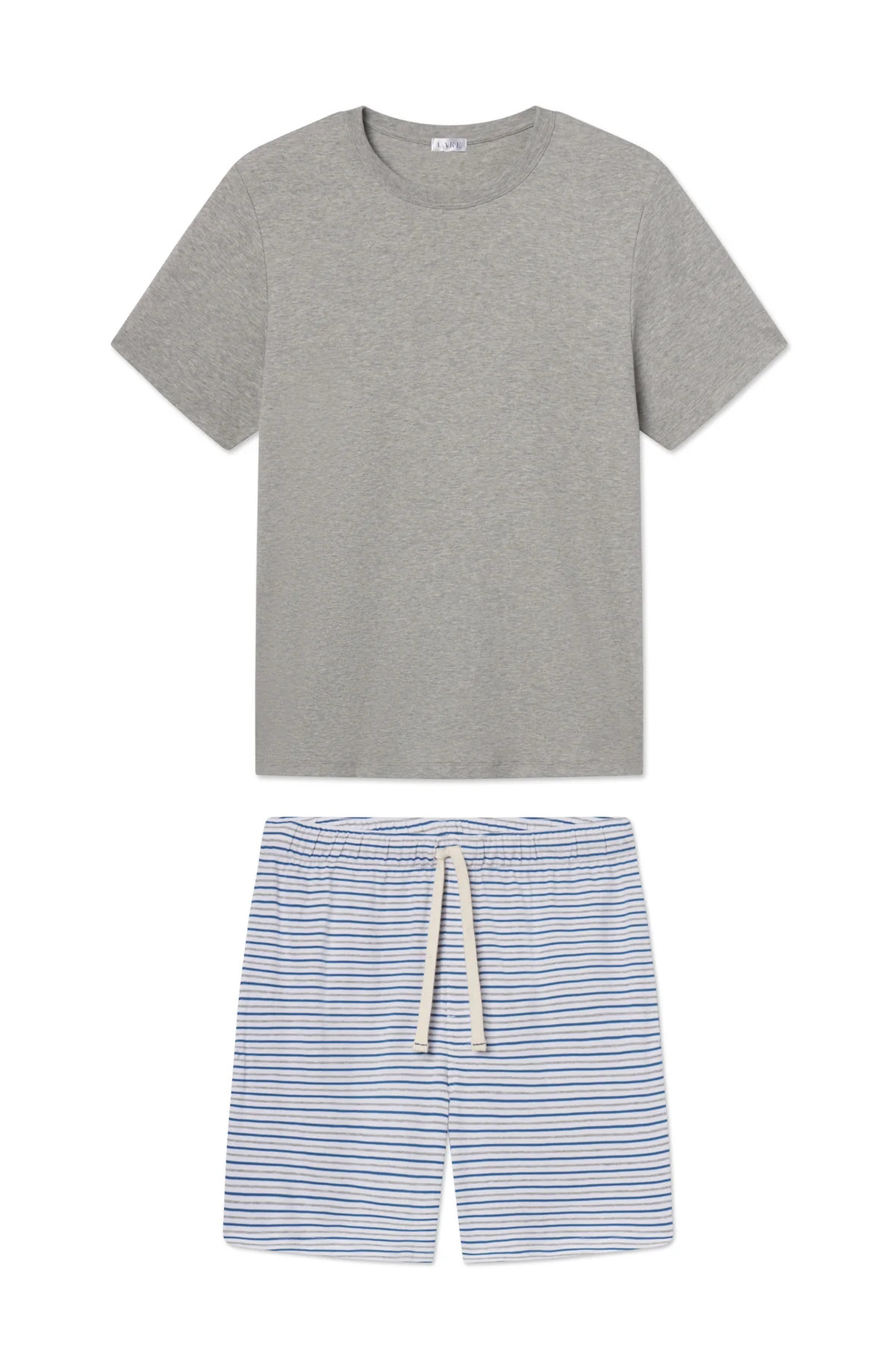 Men's Pima Sleep Shorts Set in Heather Gray Surf Stripe | Lake Pajamas