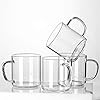 LUXU Glass Coffee Mugs Set of 4,Large Wide Mouth Mocha Hot Beverage Mugs(14oz),Clear Espresso Cup... | Amazon (US)