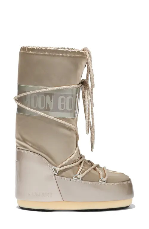 Moon Boot® Icon Glance Water Repellent Boot in Platinum at Nordstrom, Size 41 | Nordstrom