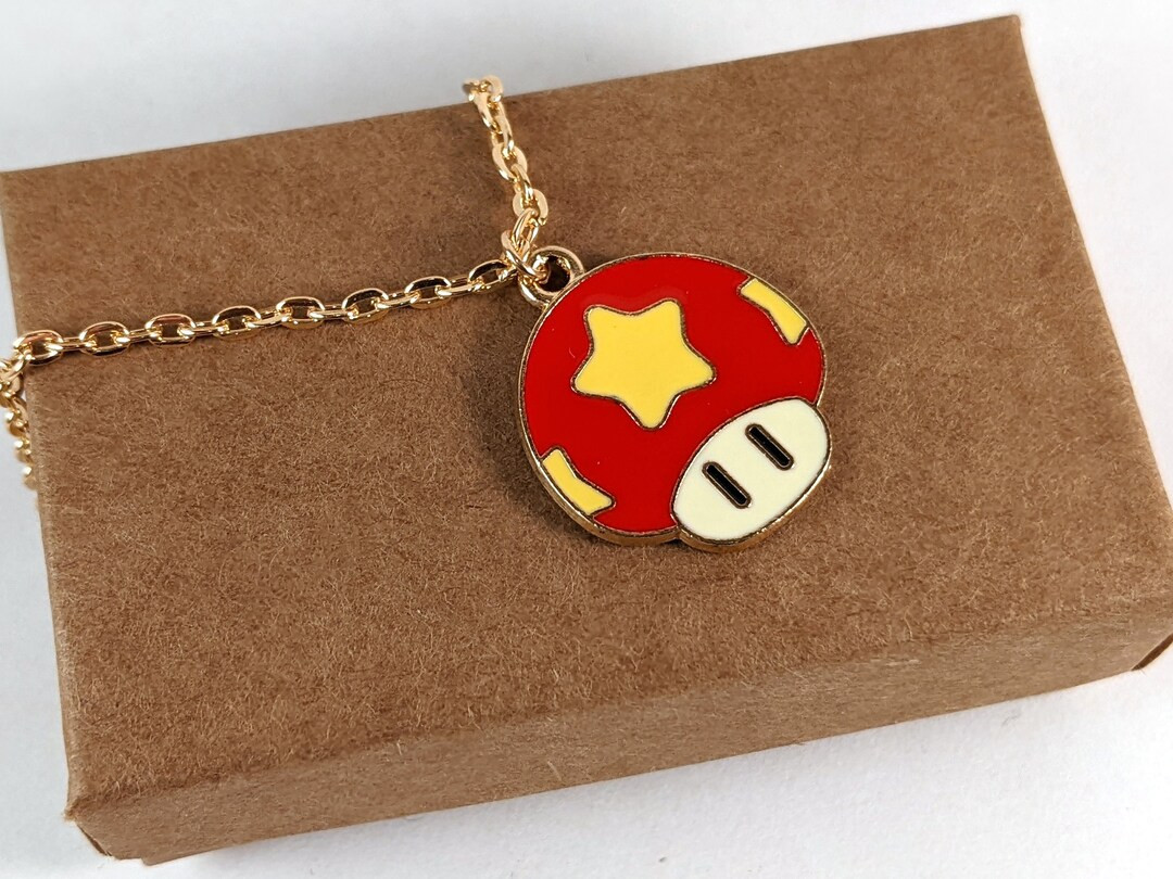 Fun Super Mario Star Mushroom Necklace | Etsy (US)