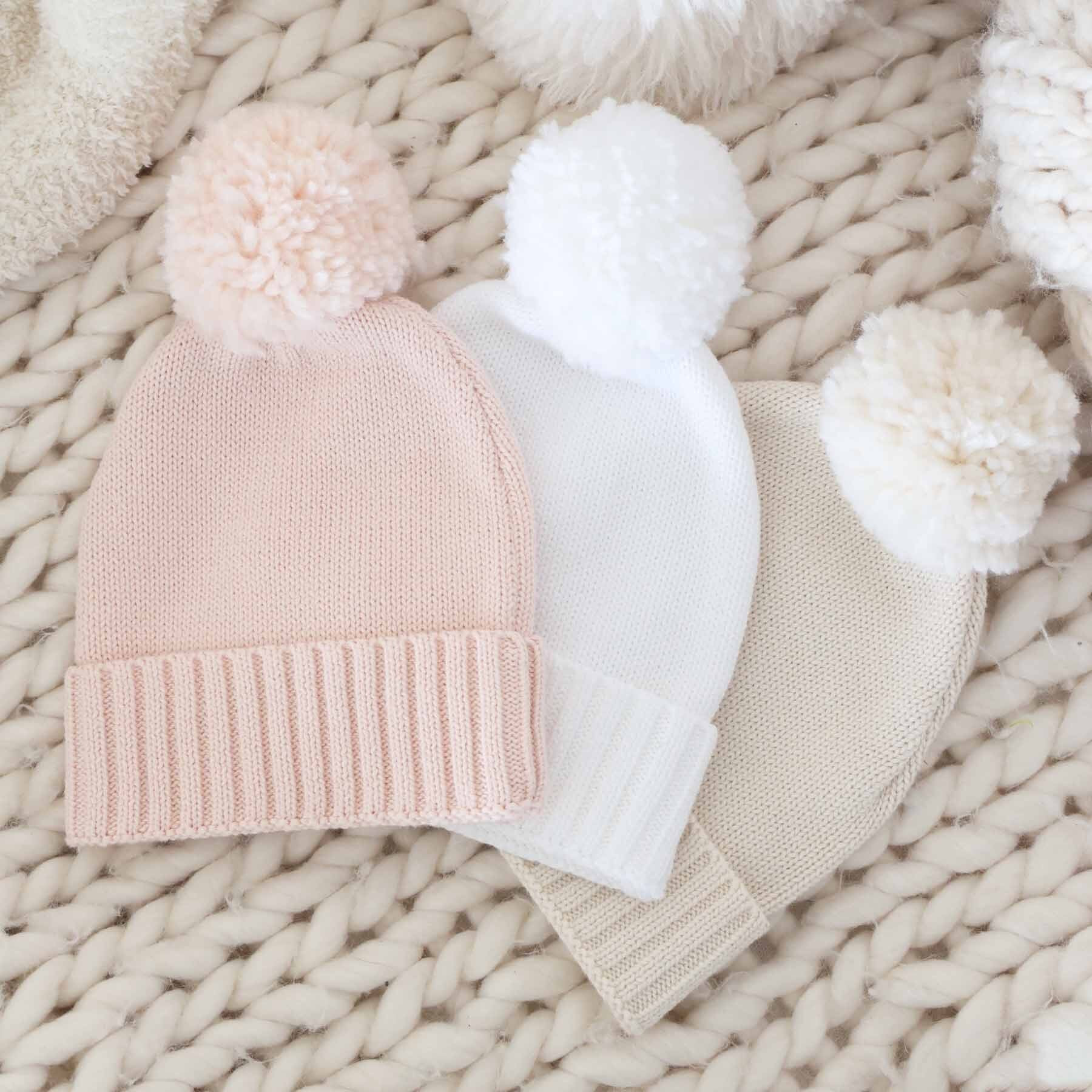 Knit Baby Pom Pom Beanie | Sweet Neutrals | Caden Lane
