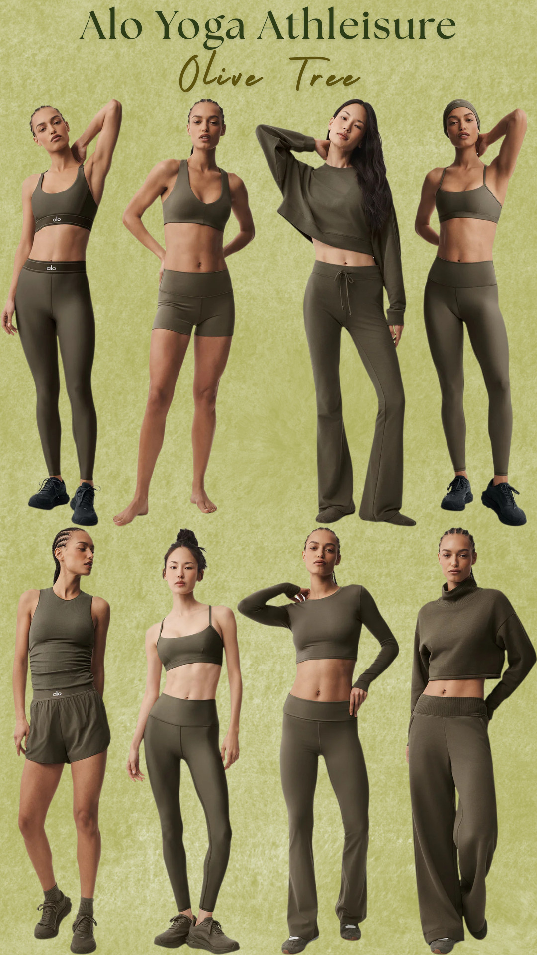 @Alo Yoga Olive Tree Athleisure 💚

The Alo Yoga Olive Tree set is one of the best elevated athleisure colors because it’s a deep olive green neutral that works year round and makes gym outfits, Pilates outfits, and athleisure sets look really elevated and put together.

This color is perfect if you’re building an elevated athleisure wardrobe and want pieces you can wear for Pilates, yoga, gym workouts, hot girl walks, travel days, airport outfits, running errands, brunch, and everyday athleisure outfits.

Some of the most popular Alo Yoga Olive Tree pieces are:
• Accolade Hoodie
• Accolade Straight Leg Sweatpants
• Alosoft High Waisted Leggings
• Alosoft Shorts
• Alosoft Crop Top
• Alosoft Sports Bra
• Tennis Skirt
• Crewneck Sweatshirt
• Zip Up Jacket

They all mix and match really well to create matching athleisure sets.

Alo is known for their buttery soft Alosoft fabric, sculpting high waisted leggings, flattering sports bras, and elevated lounge sets that you can wear as workout sets, Pilates outfits, travel outfits, or casual everyday outfits and still look really put together.

If you’re looking for olive green athleisure sets, matching workout sets, Pilates outfits, or elevated lounge sets, this Alo Yoga Olive Tree collection is one of the best neutral athleisure sets.

↓ Everything is linked! 

#LTKActive #LTKTravel #LTKdayinmylife