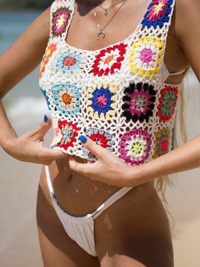 HomeWomen ClothingWomen BeachwearWomen Cover Ups & KimonosWomen Cover UpsBikinx Random Floral Swe... | SHEIN