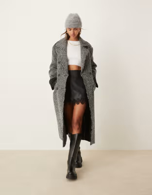 ASOS DESIGN premium bonded dad coat in herringbone | ASOS (Global)