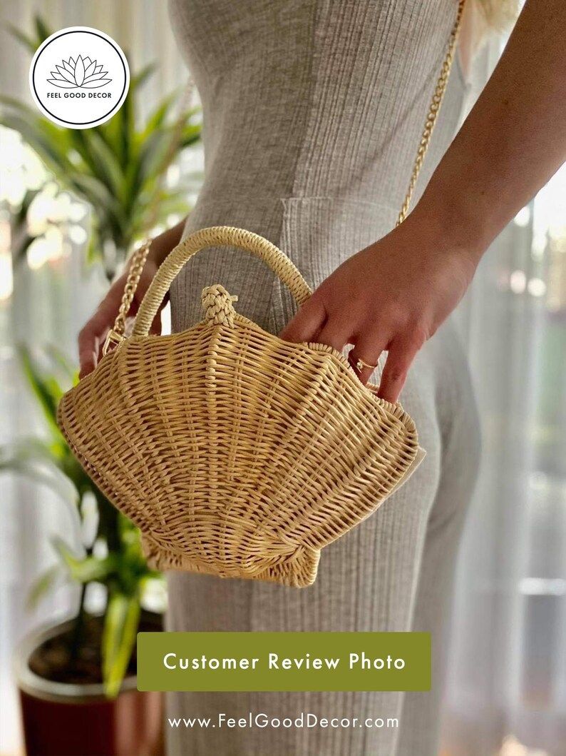 Timeless Handmade Boho Chic Shell Rattan Wicker Crossbody Bag | Rattan Handbag | Party Evening Ba... | Etsy (US)