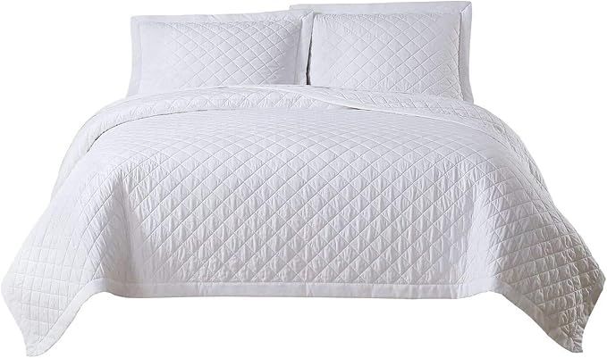 Chezmoi Collection Owen 3-Piece Soft Cooling Bamboo Fiber Quilt Bedspread Diamond Quilted Coverle... | Amazon (US)