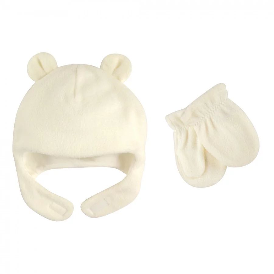 Luvable Friends Baby Beary Cozy Hat and Mitten Set 2pc, Cream, 6-12 Months | Walmart (US)