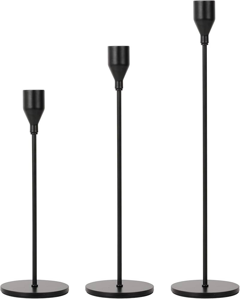 Lobolighting Black Candlesticks Holders Set of 3, Black Taper Candles Holders for Candlestick, Mo... | Amazon (US)