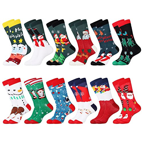 Jeasona Mens Christmas Socks Christmas Gifts for Men Funny Fun Dress Socks | Amazon (US)