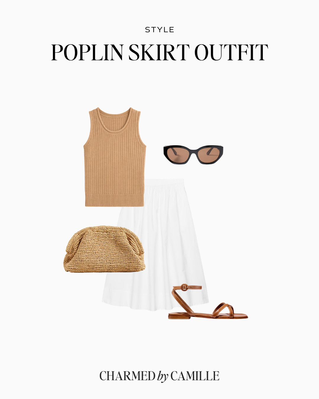 Poplin skirt outfit idea for spring & summer! This sleevless sweater is under $35 and is the perfect piece to wear through summer! 

 #LTKootd #LTKSeasonal