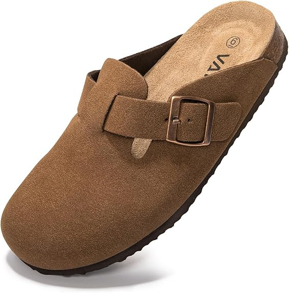 Women's Suede Clogs Cork Footbed Sandals Comfort Mules with Arch Support Slip On Slippers | Amazon (US)