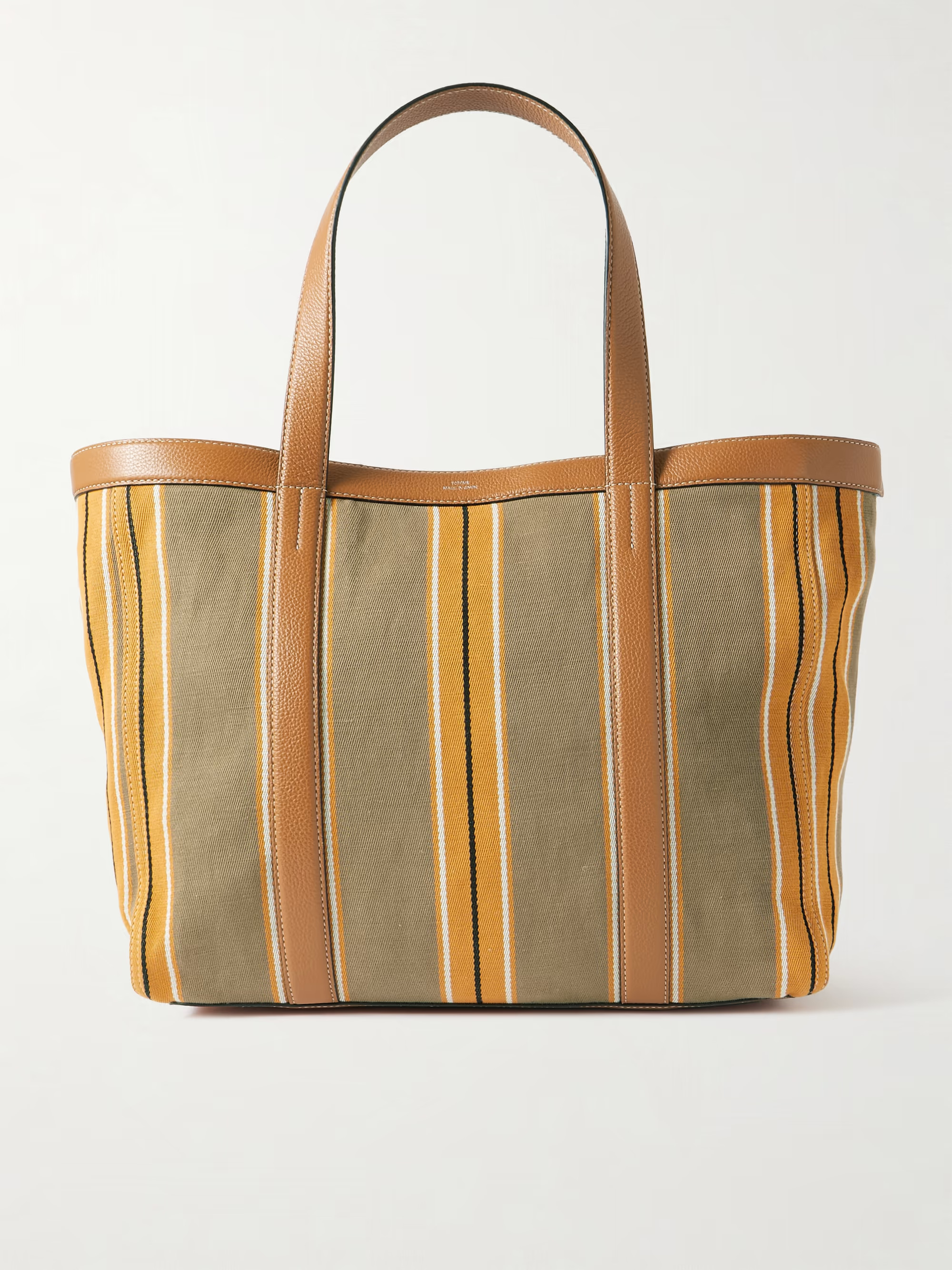 Large leather-trimmed striped canvas tote | NET-A-PORTER APAC