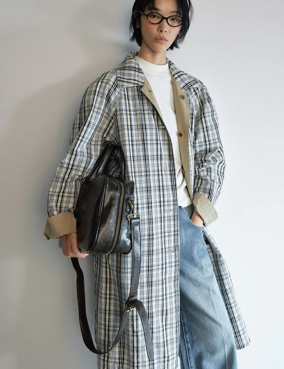 Khaki Plaid Reversible Trench Coat-PREORDER | Pixie Market